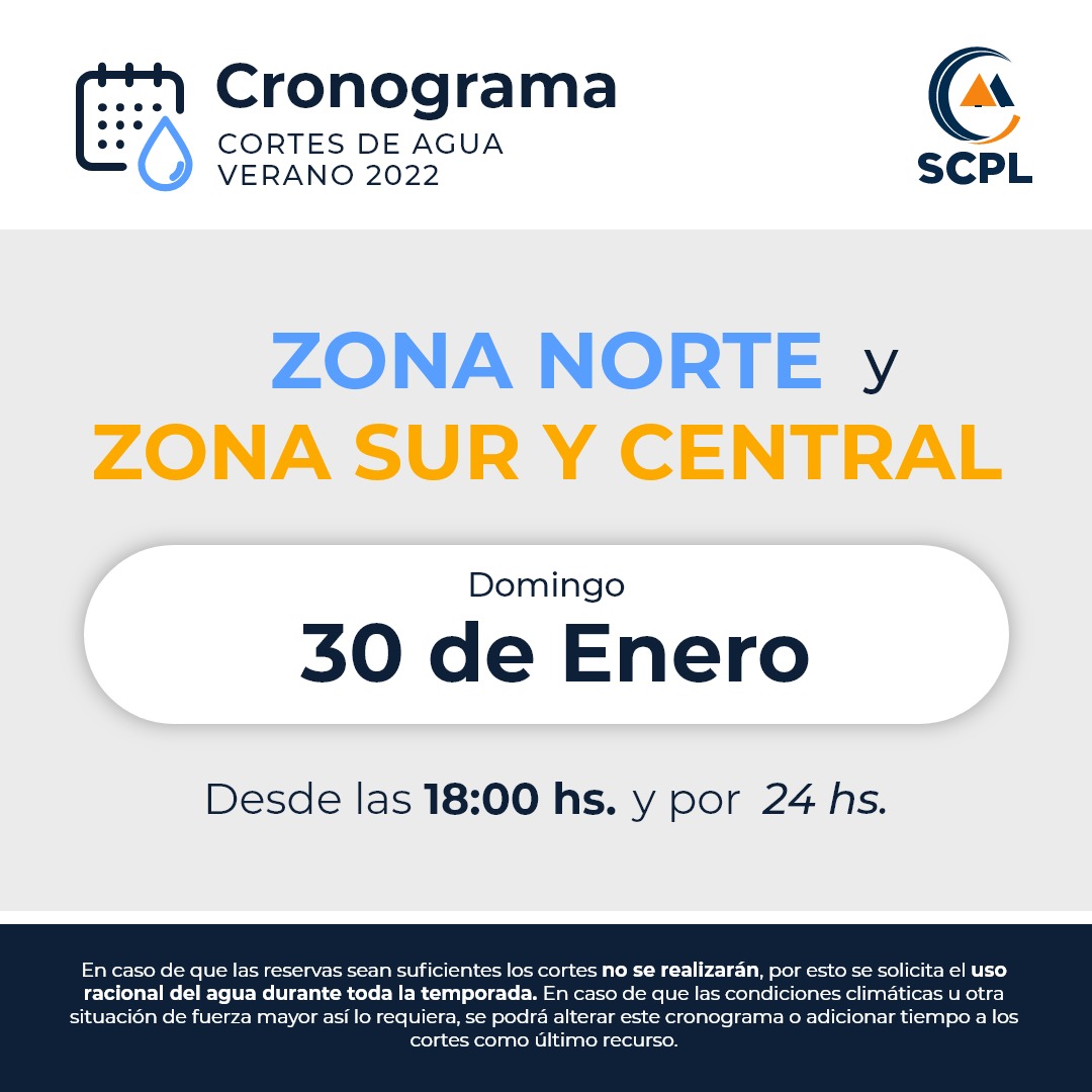 Corte del suministro de agua. 